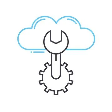 Cloud management line icon, outline symbol, vector illustration, concept sign Stockillustratie