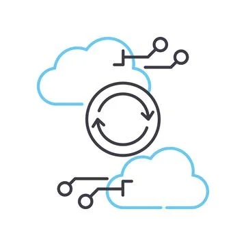 Cloud management line icon, outline symbol, vector illustration, concept sign Stock Illustration