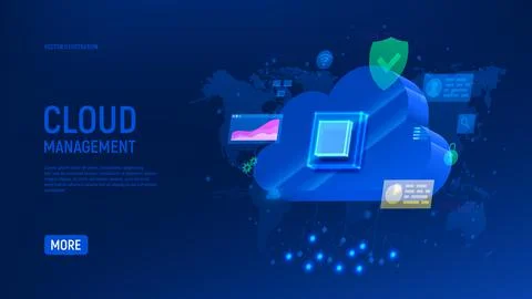 Cloud management or cloud computing concept 스톡 일러스트