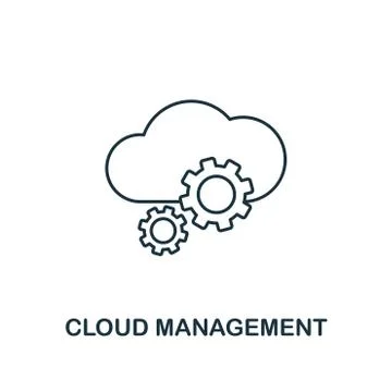 Cloud Management outline icon. Thin line style from big data icons collection Stock Illustration