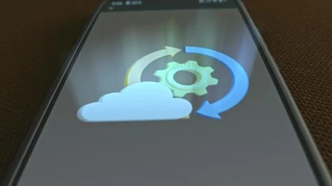 Cloud Management themed graphic presentation on smartphone Stock Footage 303426970