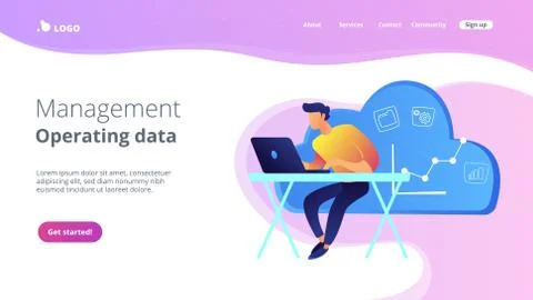 Cloud managementconcept landing page. Stock Illustration
