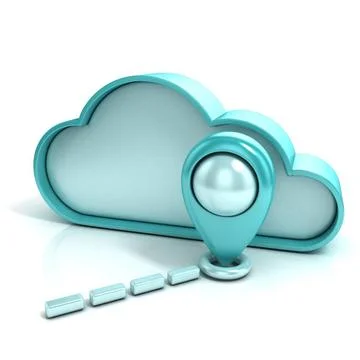 Cloud with map pointer. Favorite places. 3D Cloud with map pointer. Favori... Stock Photos