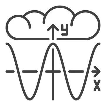 Cloud with Math Graph vector concept linear icon or sign Stock Illustration