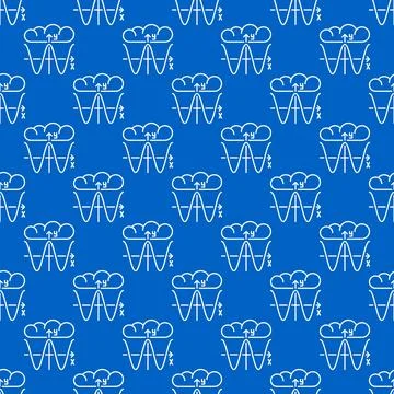 Cloud with Math Graph vector line blue seamless pattern 스톡 일러스트