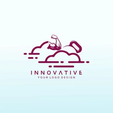 Cloud media encoding systems fitness logo Illustration