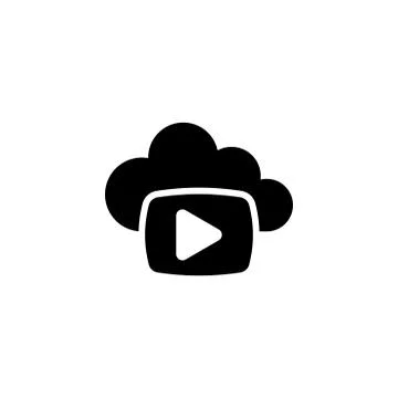 Cloud Media Play Flat Vector Icon イラスト素材