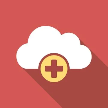 Cloud Medicine Flat Square Icon with Long Shadow Illustrazione stock