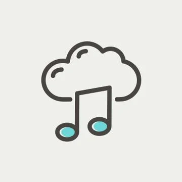 Cloud melody thin line icon Illustrazione stock