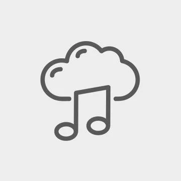 Cloud melody thin line icon Illustrazione stock