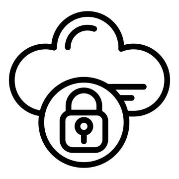 Cloud memory lock icon, outline style Stock Illustration