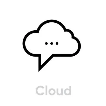 Cloud message social icon. Editable Vector Outline. Stock Illustration
