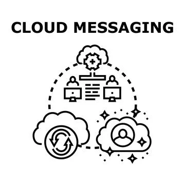 Cloud messaging distributing information and communication technology concept Illustrazione stock