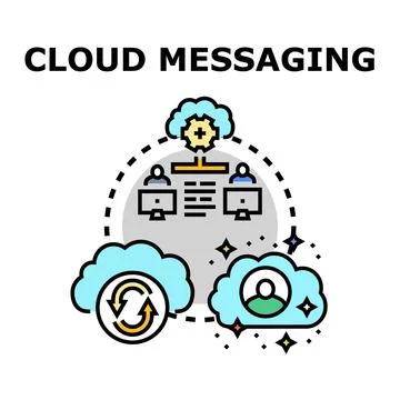 Cloud messaging distributing information and communication technology concept イラスト素材