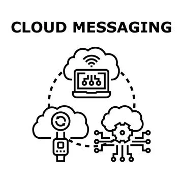 Cloud messaging network connecting digital devices and data 스톡 일러스트