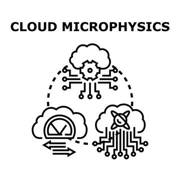 Cloud microphysics concept illustrating data processing and computing Stock Illustration
