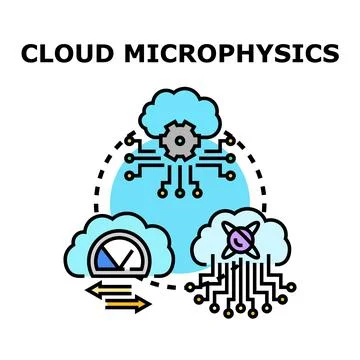 Cloud microphysics concept illustrating data processing and computing Stock Illustration