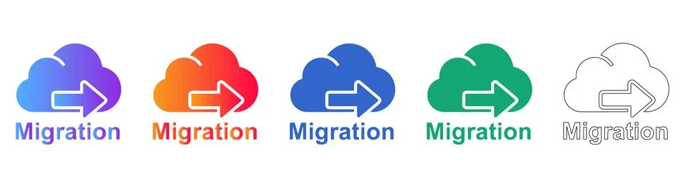 Cloud Migration Icons for Data and Technology Transfer Illustrazione stock