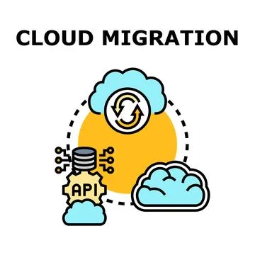 Cloud migration process data information technology concept 스톡 일러스트