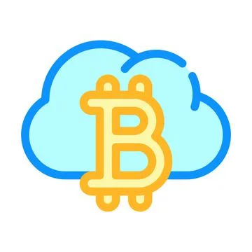 Cloud mining color icon vector symbol illustration 스톡 일러스트