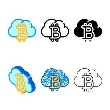 Cloud mining color pack icon vector symbol 스톡 일러스트