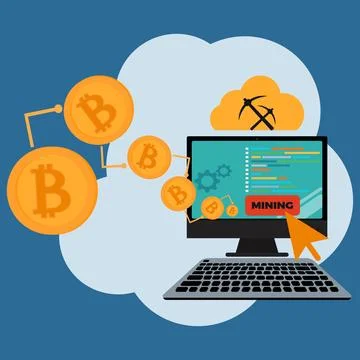 Cloud mining of cryptocurrency concept vector illustration Stock Illustration