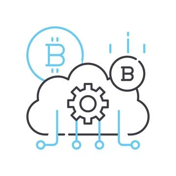 Cloud mining line icon, outline symbol, vector illustration, concept sign Illustrazione stock