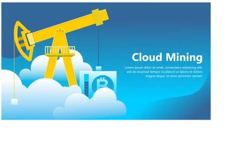 Cloud mining plant mining in cloud shadow  text illustration Illustrazione stock