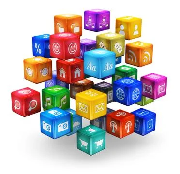 Cloud of mobile application icons Illustrazione stock