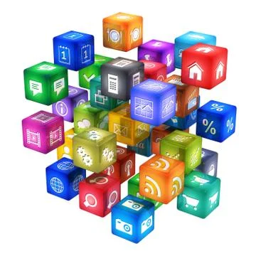 Cloud of mobile application icons Ilustração Stock