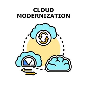Cloud modernization computing replatforming data technology transition Stock Illustration