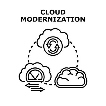 Cloud modernization computing replatforming data technology transition 스톡 일러스트
