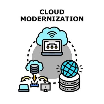 Cloud modernization concept for upgrading digital infrastructure 스톡 일러스트