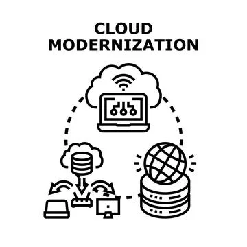 Cloud modernization concept for upgrading digital infrastructure Stock Illustration