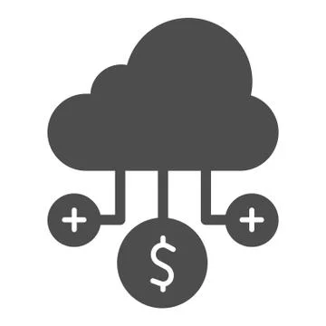 Cloud with money solid icon. Monetization cloud vector illustration isolated on 스톡 일러스트