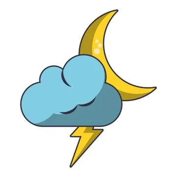 Cloud with moon and ray Ilustração Stock