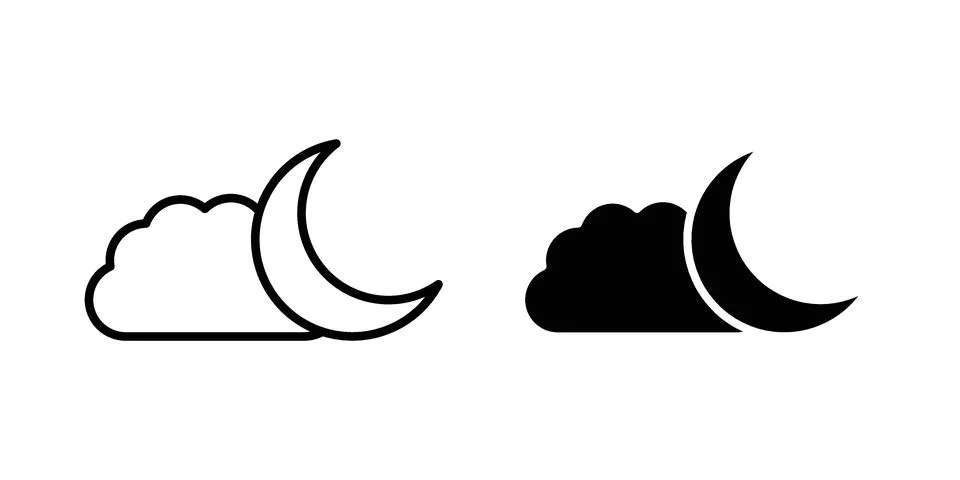 Cloud moon icon Illustration set. Vector Eps10 for apps Ilustração Stock
