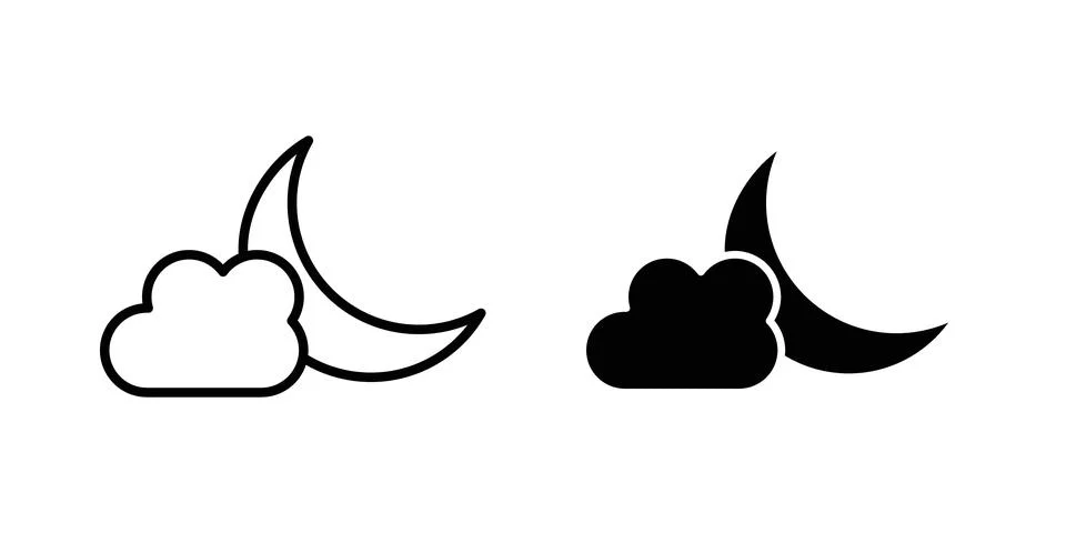 Cloud moon icon vector editable eps10 Illustrazione stock