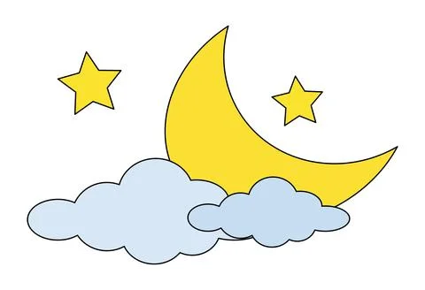 Cloud in moon isolated on white background Stock Illustration