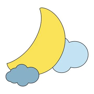 Cloud with moon isolated on white background Stock Illustration