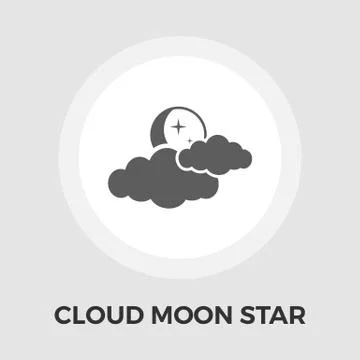Cloud, moon, star Vector Flat Icon 스톡 일러스트