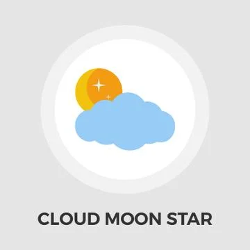 Cloud, moon, star Vector Flat Icon 스톡 일러스트