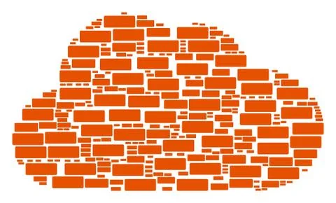 Cloud Mosaic of Building Brick Icons Illustrazione stock