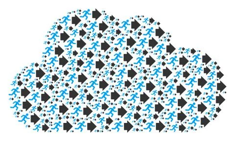 Cloud Mosaic of Exit Direction Icons Illustrazione stock