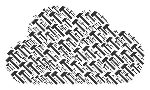 Cloud Mosaic of Hammer Icons Stock Illustration