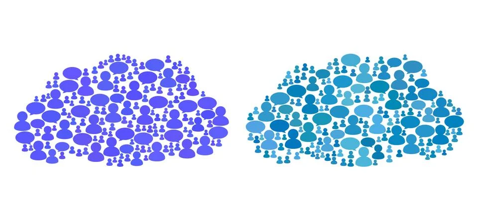Cloud Mosaic Icons of Message Clouds and People Stock Illustration
