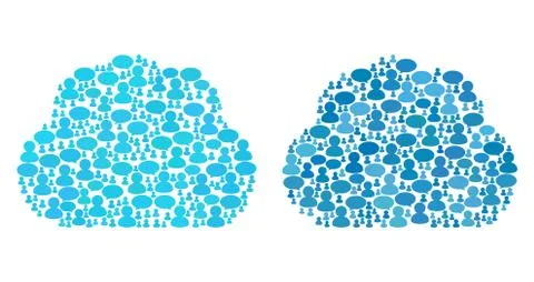 Cloud Mosaic Icons of Message Clouds and People Stock Illustration