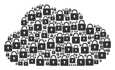 Cloud Mosaic of Lock Icons Stock Illustration