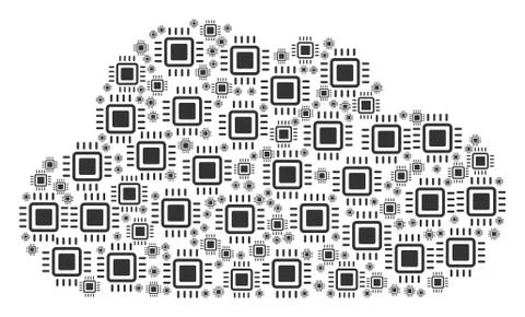 Cloud Mosaic of Processor Icons Stock Illustration