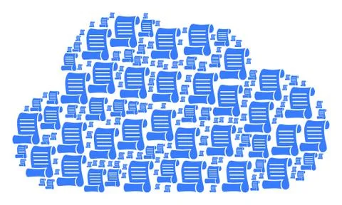 Cloud Mosaic of Script Roll Icons Stock Illustration
